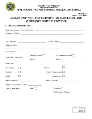 ambulance licensing doh|Licensing Services .